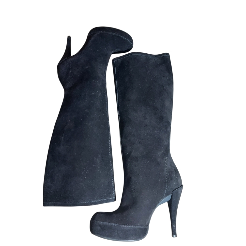 Pedro García Black Suede Knee-High Platform Stilletto Heel Boots - Picture 8 of 16